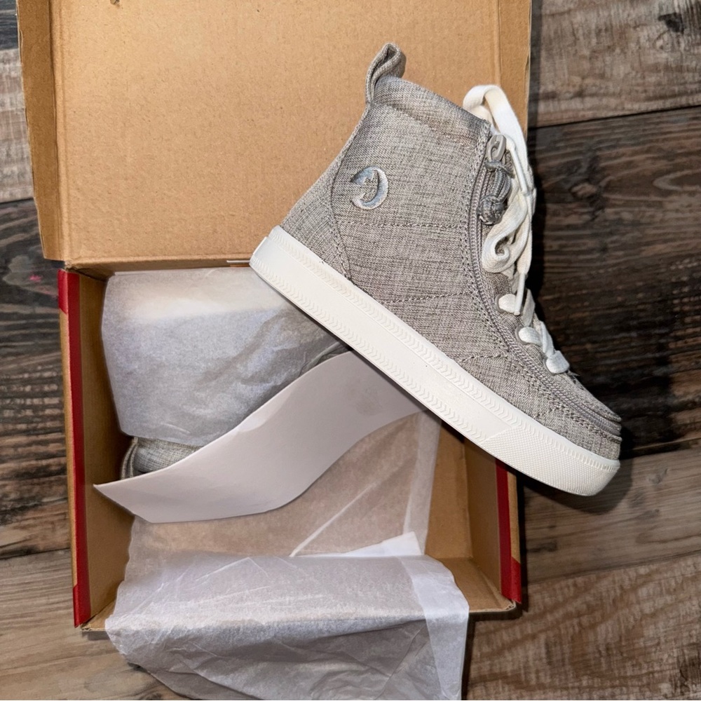 NWB Billy Boys Classic Lace High Size 9 Grey Jersey Shoes